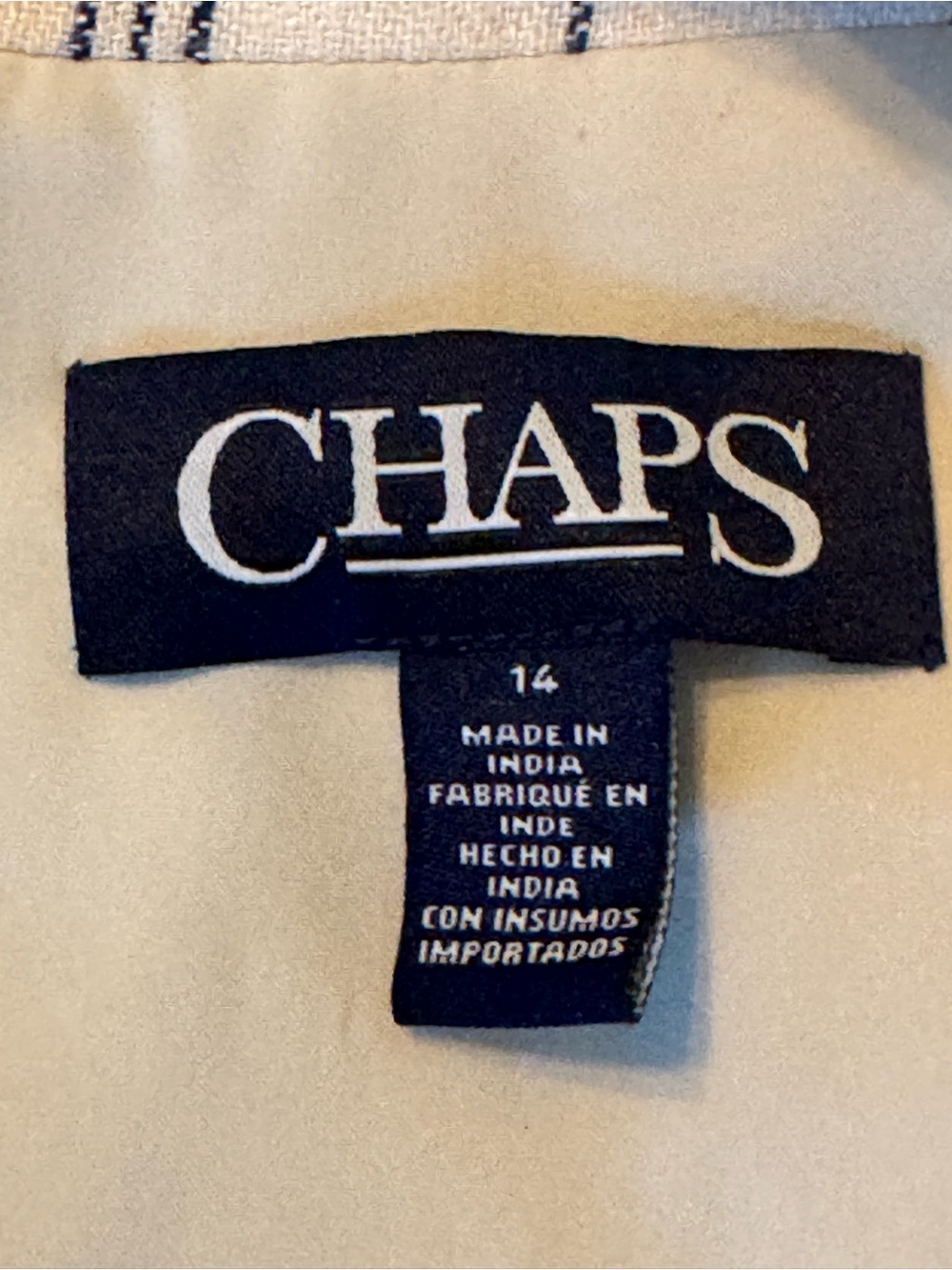 Chaps Linen Cream Blazer with Blue Pinstripes 14 - Picture 6 of 7